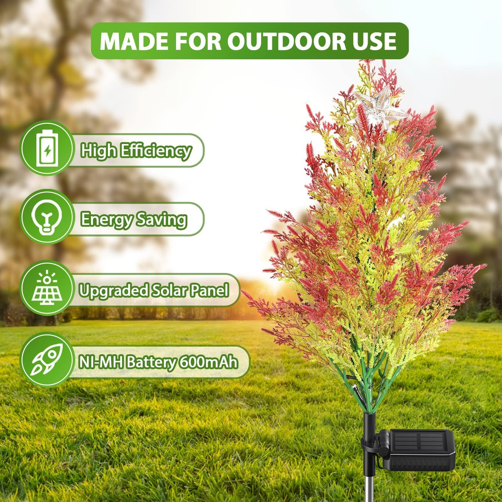 Solar Christmas LED Colored Pine and Cypress Tree Light