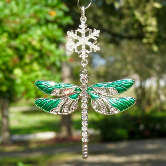 🧚Snowflake Dragonfly Glittering Ornament--Mirror Car Charm