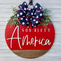 Front Door Decor God Bless America Door Hanger Welcome Wreath