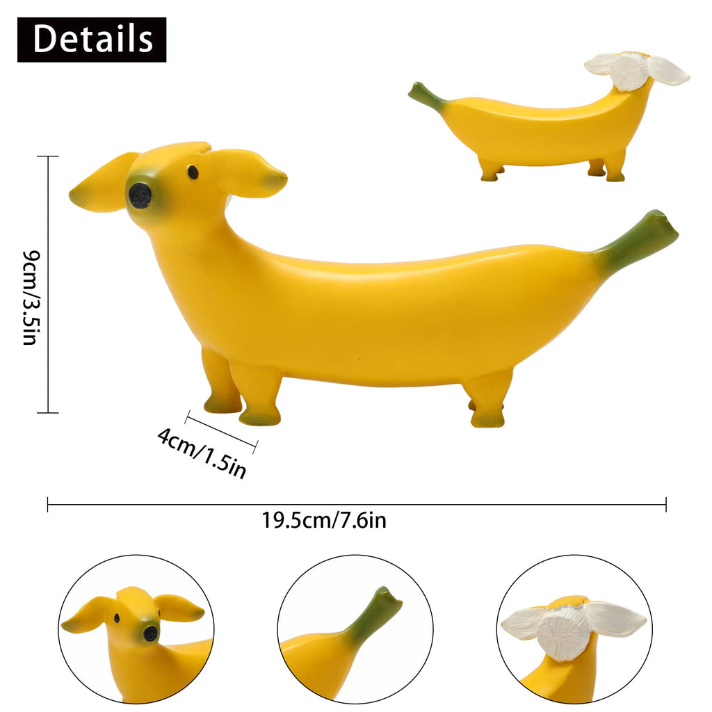 Banana Dog Statue, Garden Art Sculpture Ornaments, Creative Resin Figurine Gnomes