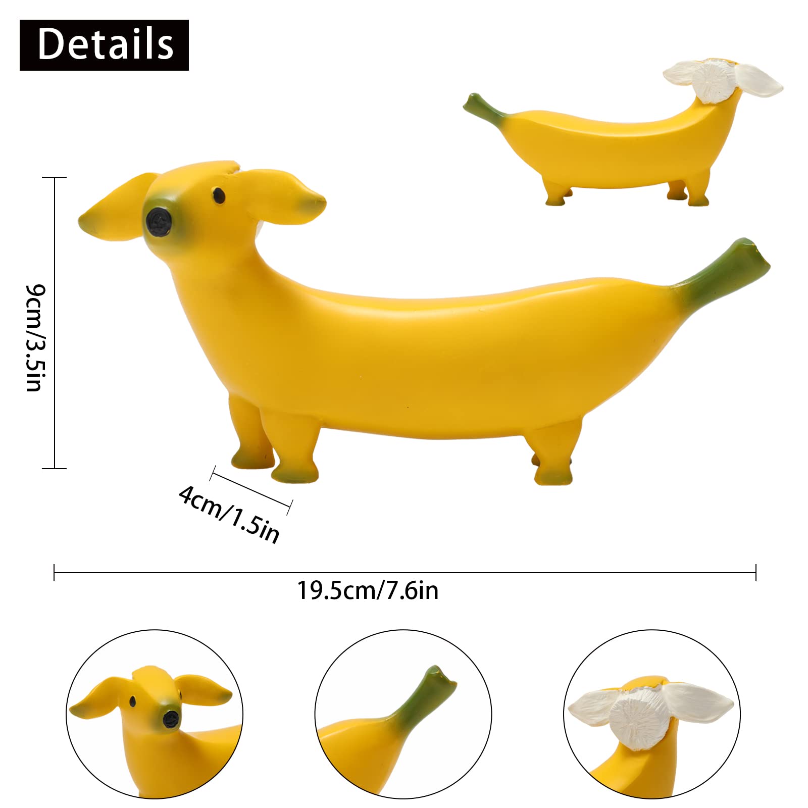 Banana Dog Statue, Garden Art Sculpture Ornaments, Creative Resin Figurine Gnomes