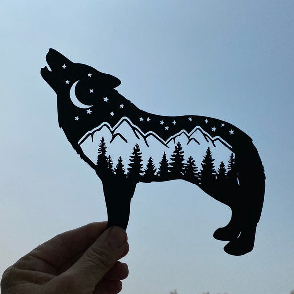 Wolf Bear Elk Trout metal wall decor, metal wall hanging, cabin decor