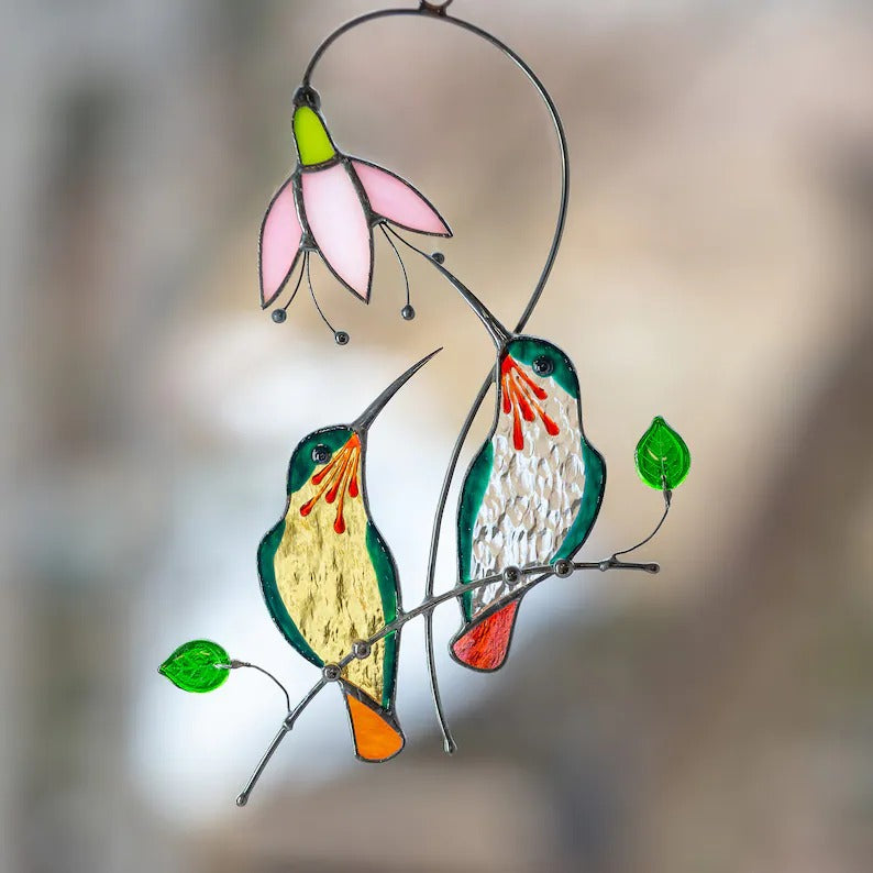 🐦Hummingbird stained glass window hangings Christmas gift Stained glass bird suncatcher
