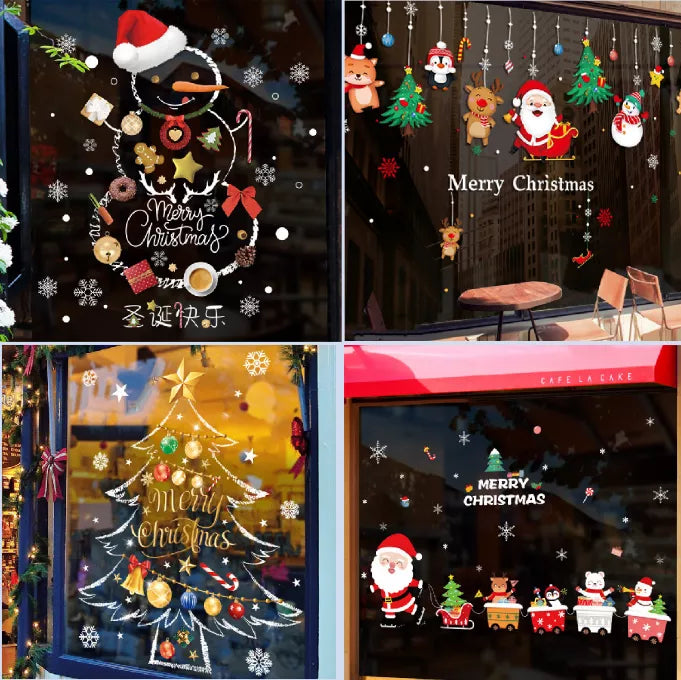 🔥4 Packs Christmas Window Clings Double-Sided Re-appliable Decoration🎅