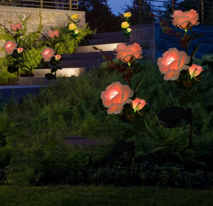SOLAR🌹SPRING ROSE GARDEN STAKE LIGHTS