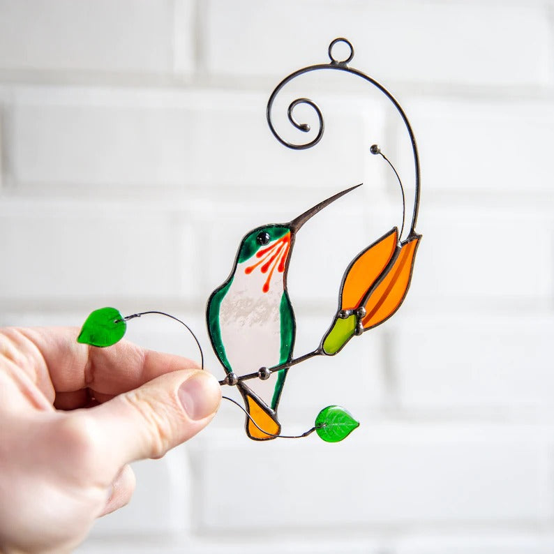 🐦Hummingbird stained glass window hangings Christmas gift Stained glass bird suncatcher