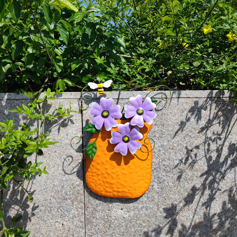 Hand Painted Metal Vase Wall Hanging Decoration