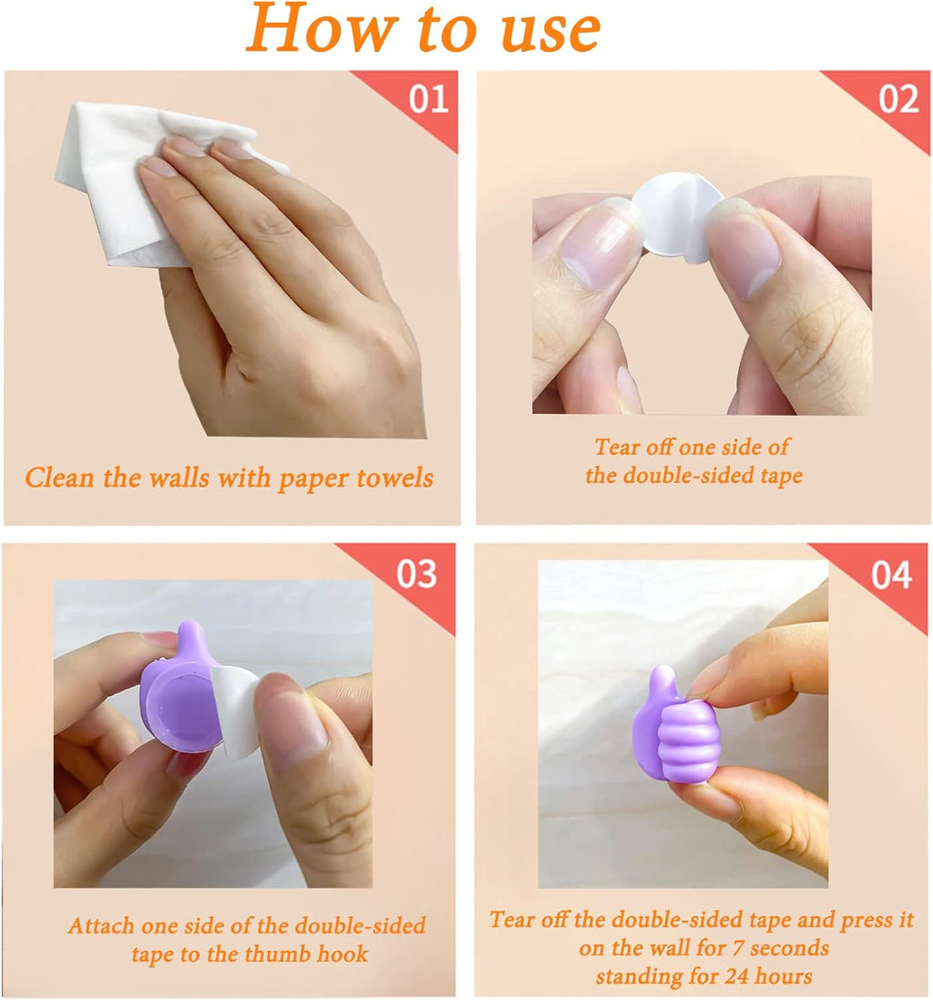 Multifunction Self Adhesive Thumb Hook(9 colors/set)
