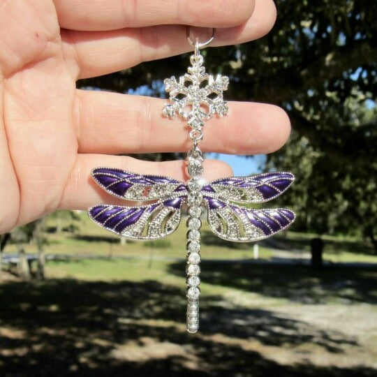 🧚Snowflake Dragonfly Glittering Ornament--Mirror Car Charm
