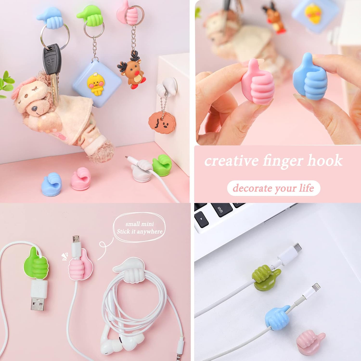 Multifunction Self Adhesive Thumb Hook(9 colors/set)