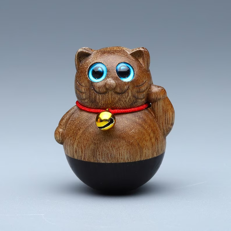 Handmade Wood Carved Cats