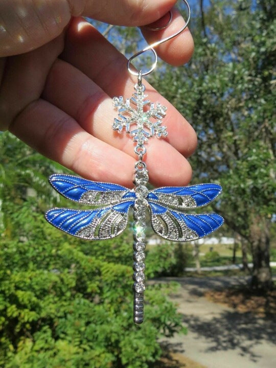 🧚Snowflake Dragonfly Glittering Ornament--Mirror Car Charm