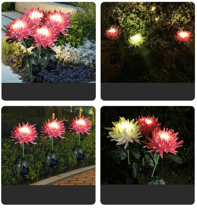 Chrysanthemum Solar Garden Stake LED