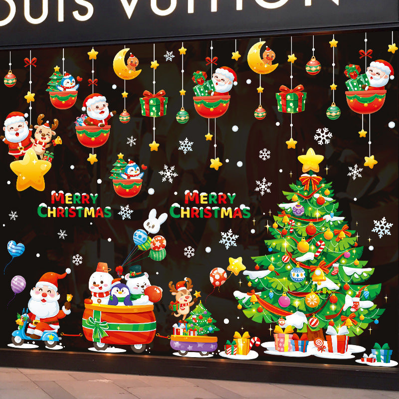 🔥4 Packs Christmas Window Clings Double-Sided Re-appliable Decoration🎅