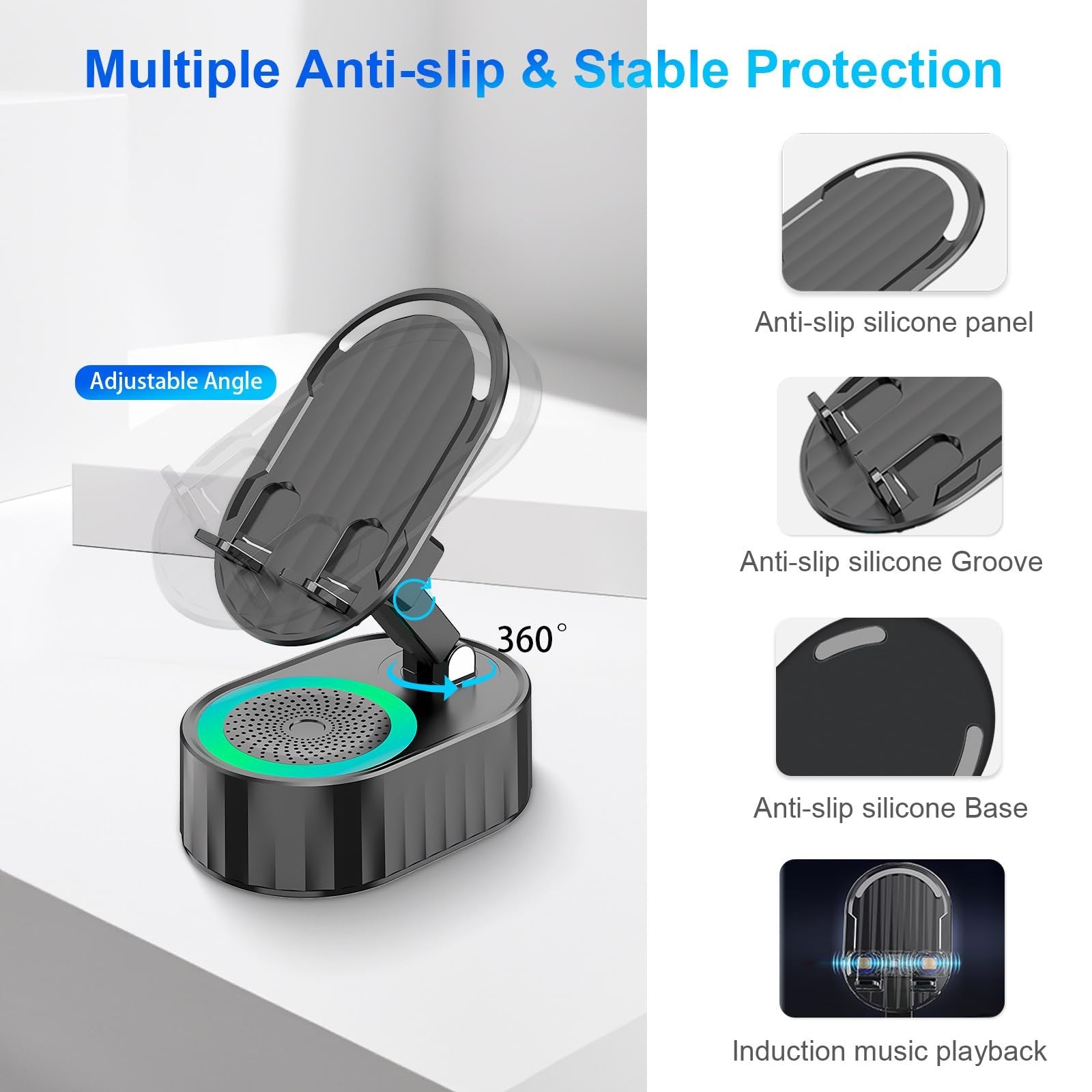 2024 Upgraded Cell Phone Stand with Induction Speaker/Power Bank/Atmosphere Light(50% OFF last day!!!)
