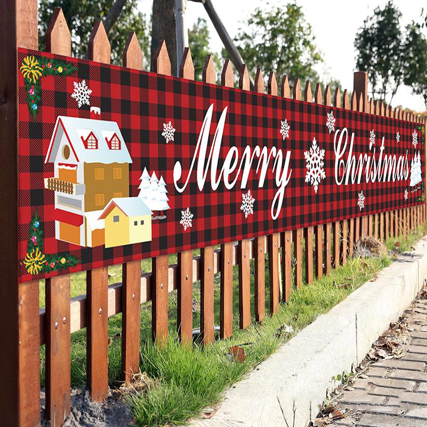 Christmas Outdoor Banner Flag Pulling