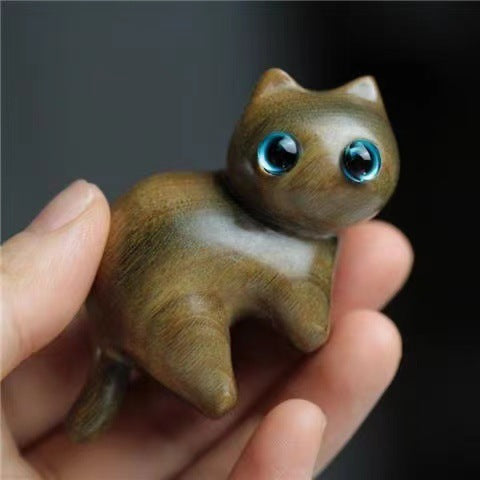 Handmade Wood Carved Cats