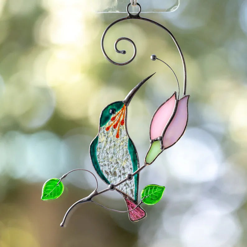 🐦Hummingbird stained glass window hangings Christmas gift Stained glass bird suncatcher