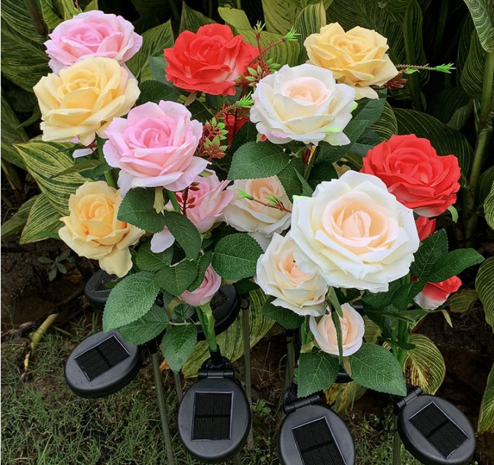 SOLAR🌹SPRING ROSE GARDEN STAKE LIGHTS