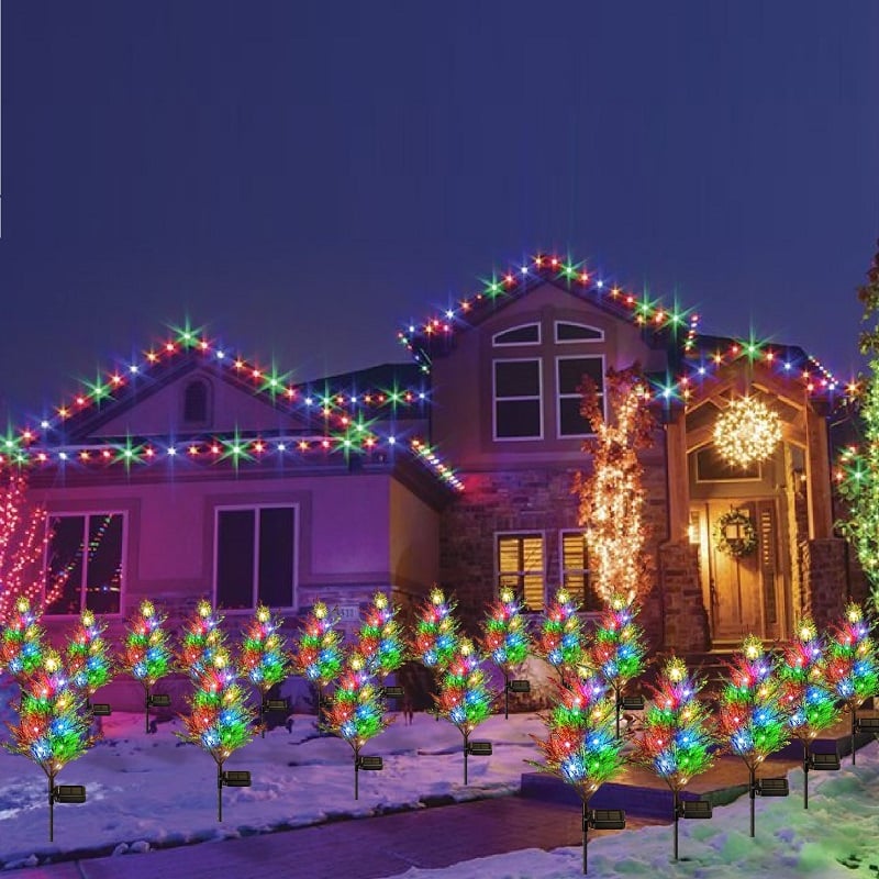 Solar Christmas LED Colored Pine and Cypress Tree Light