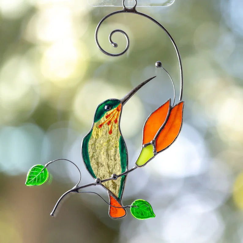 🐦Hummingbird stained glass window hangings Christmas gift Stained glass bird suncatcher
