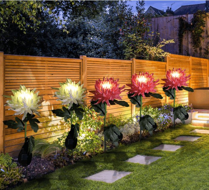 Chrysanthemum Solar Garden Stake LED