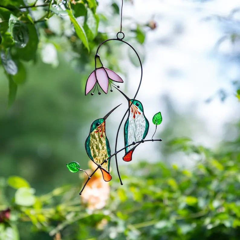 🐦Hummingbird stained glass window hangings Christmas gift Stained glass bird suncatcher