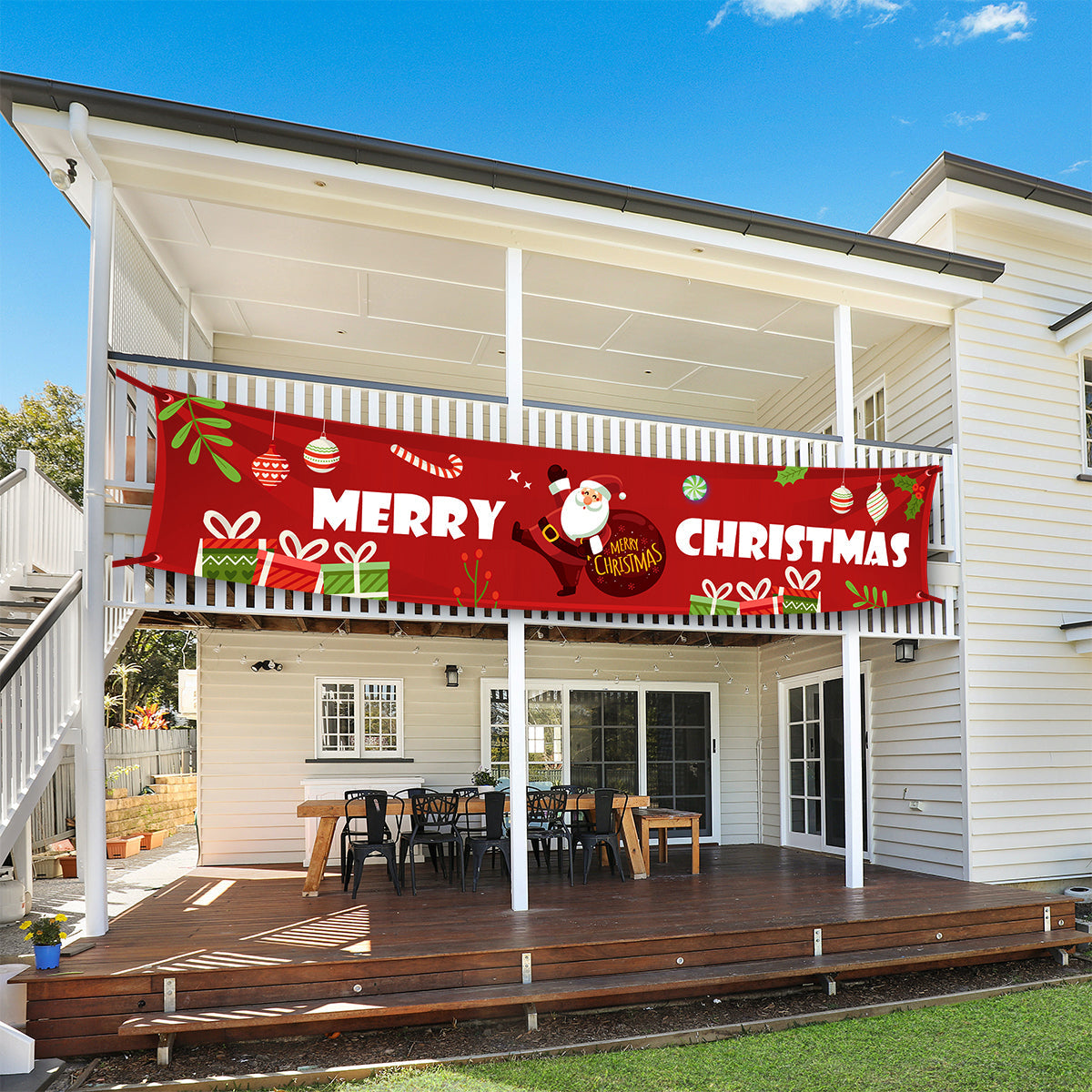 Christmas Outdoor Banner Flag Pulling