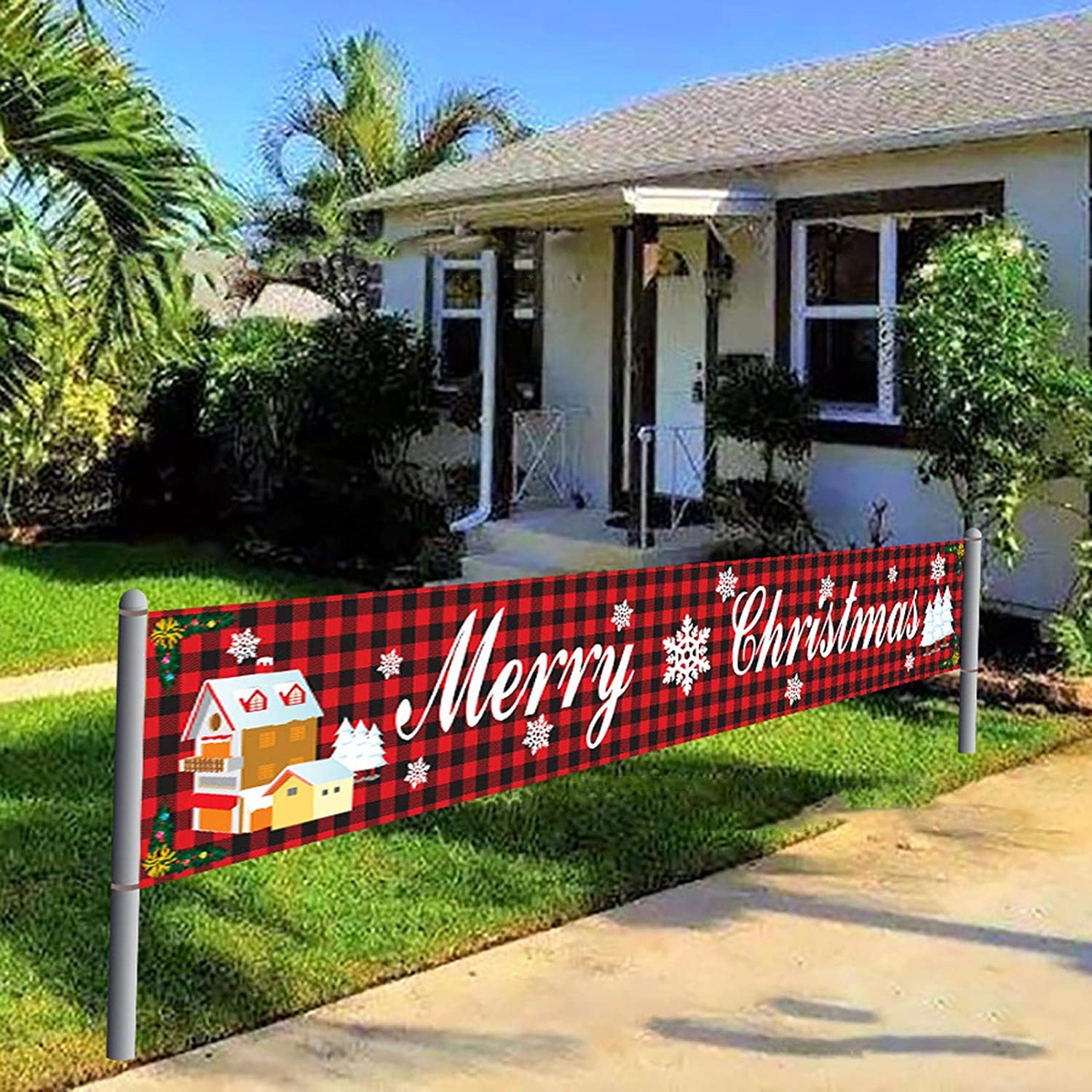 Christmas Outdoor Banner Flag Pulling