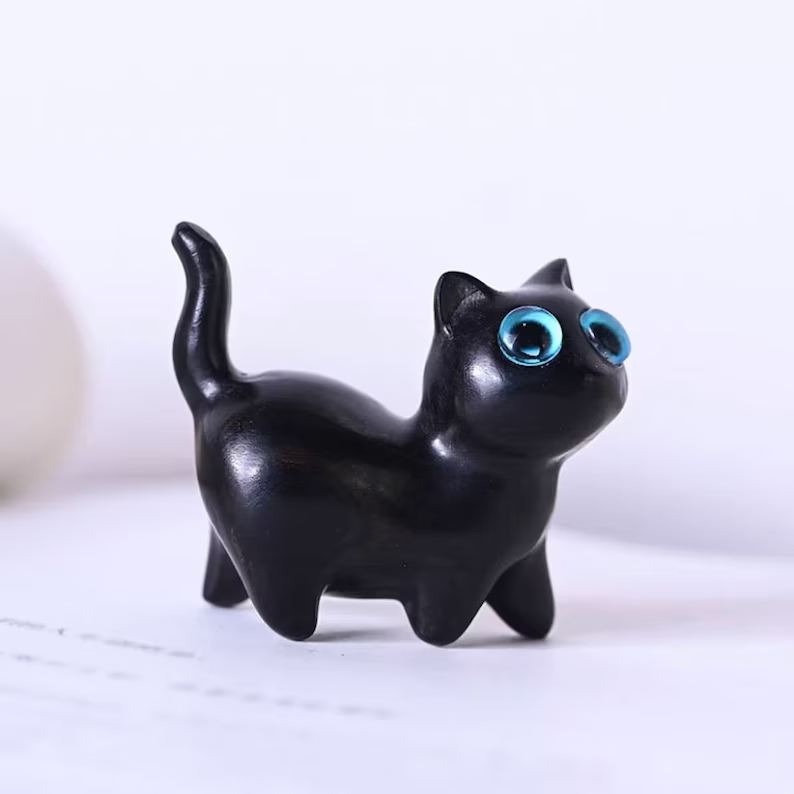 Handmade Wood Carved Cats