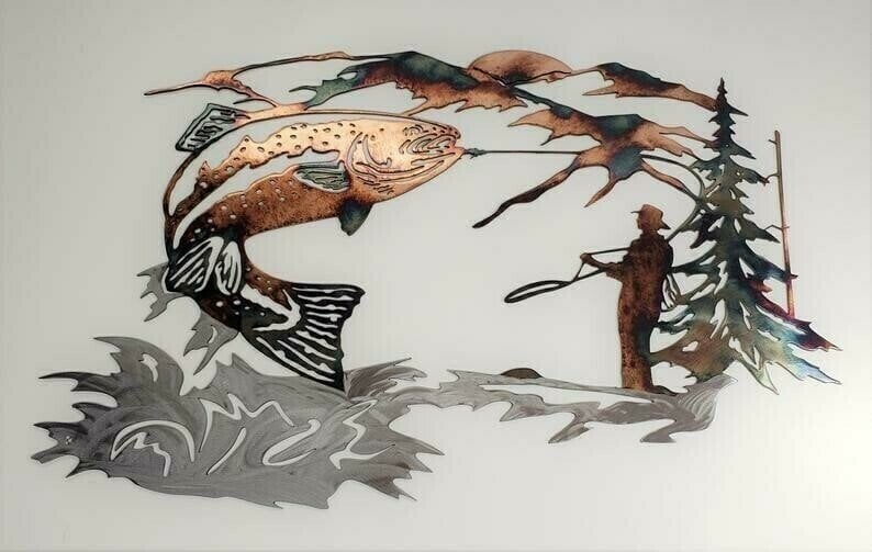 SOLO MALLARD HUNTING & TROUT FISHING - METAL WALL ART