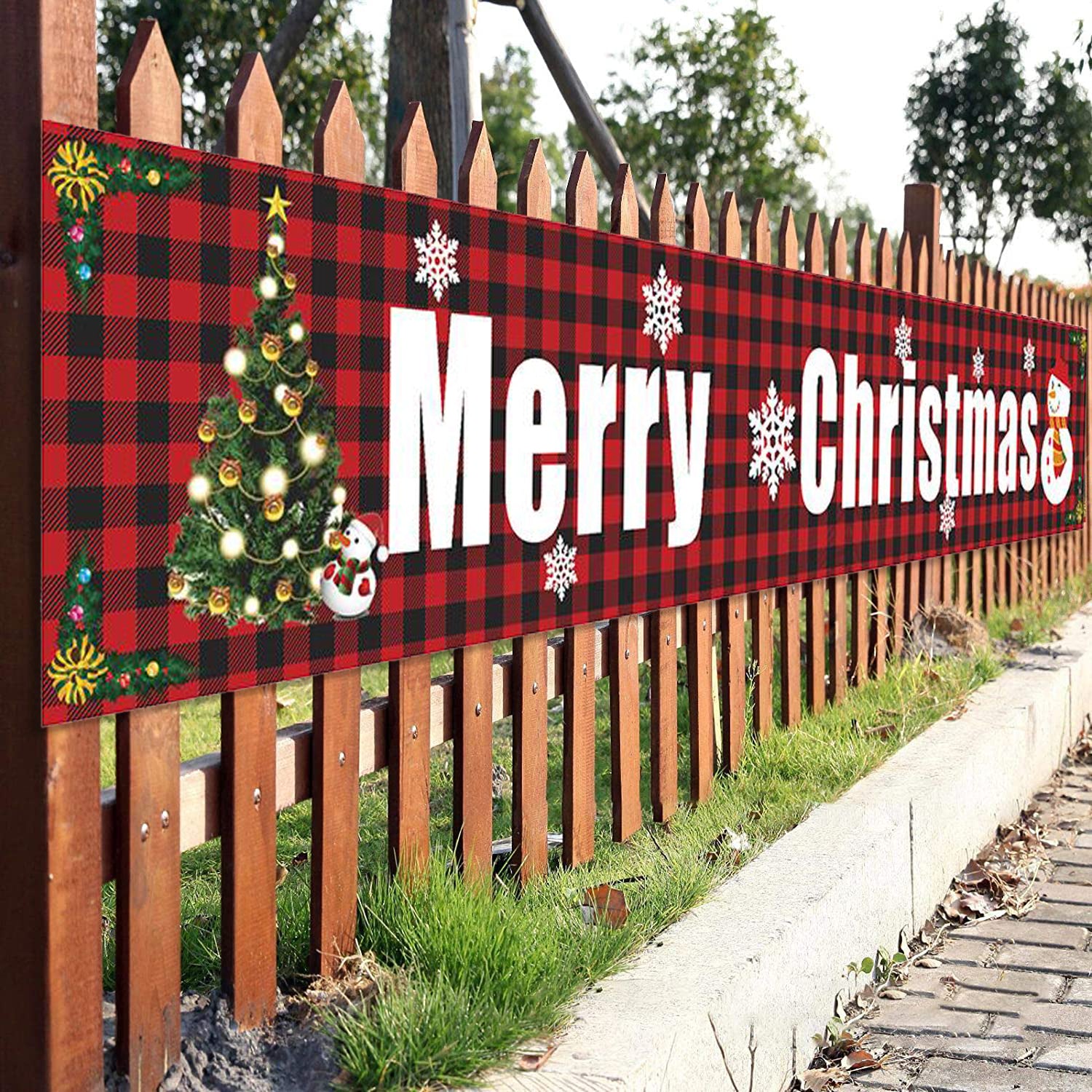 Christmas Outdoor Banner Flag Pulling
