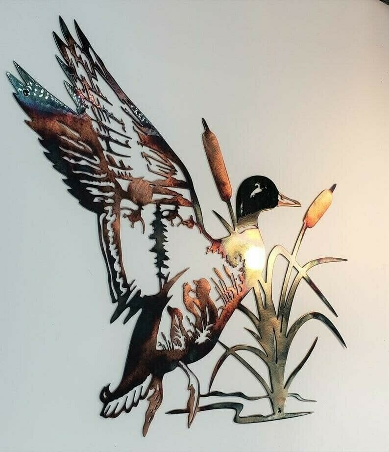 SOLO MALLARD HUNTING & TROUT FISHING - METAL WALL ART