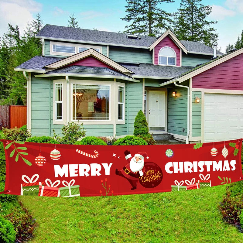 Christmas Outdoor Banner Flag Pulling