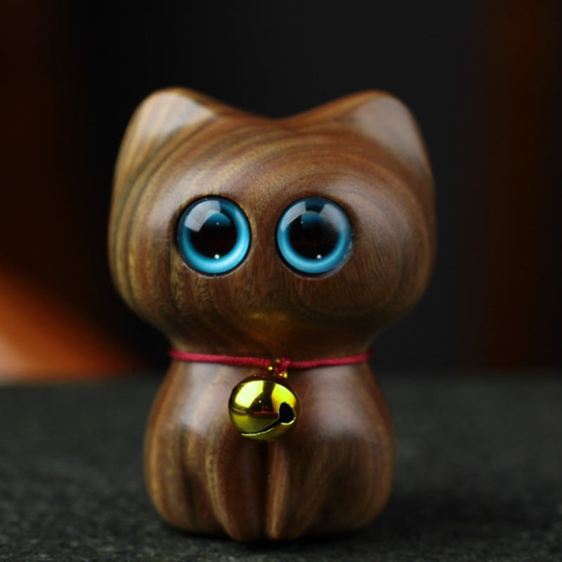 Handmade Wood Carved Cats