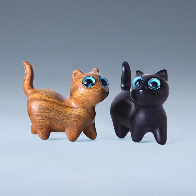 Handmade Wood Carved Cats