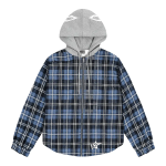 Hooded Zip Flannel Shirt Jacket Blue Plaid SP5der228