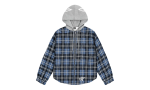 Hooded Zip Flannel Shirt Jacket Blue Plaid SP5der228