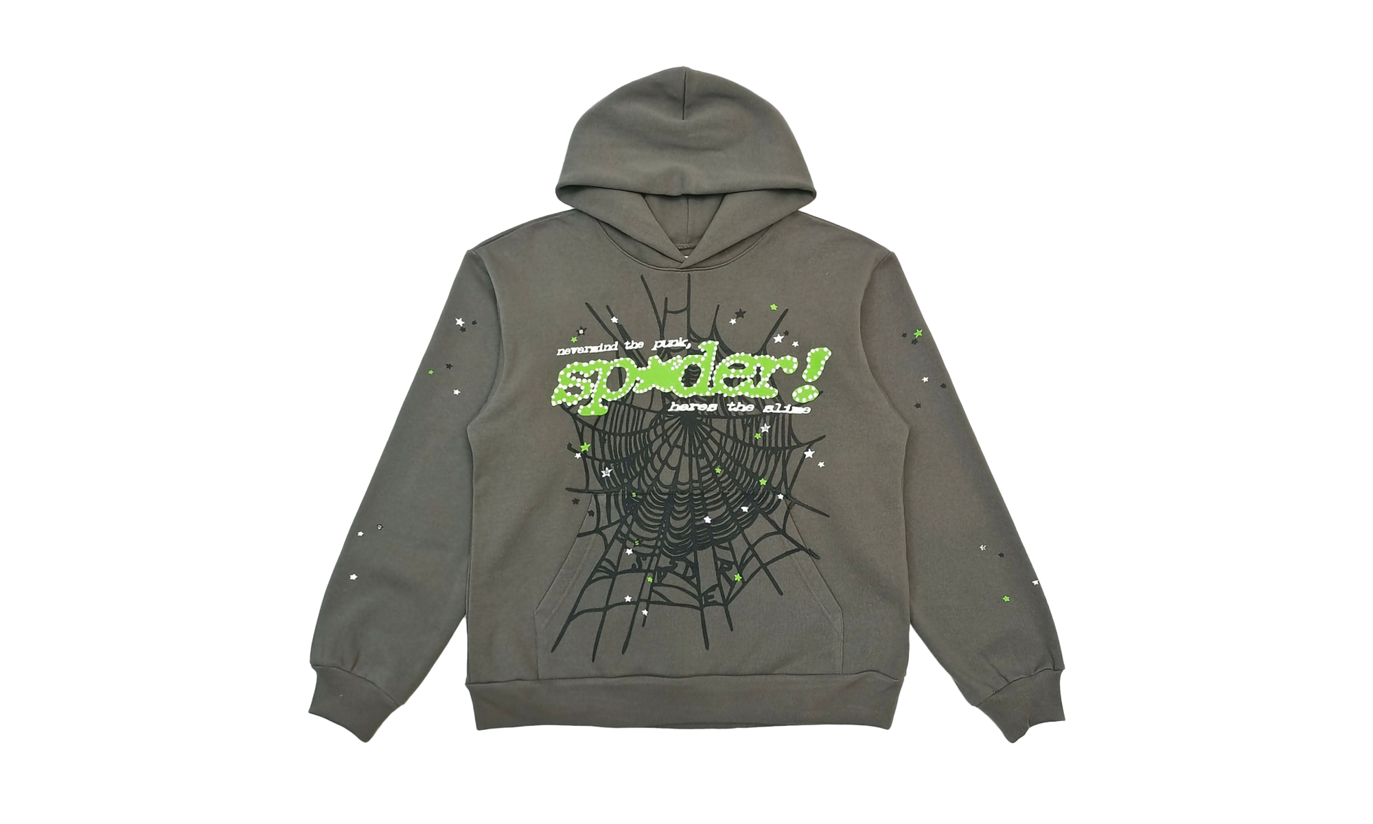 4801vap1gkwazhd0gpiww6ovf3c9.png STAR WEB HOODIE & SWEATSHIRT Grey. Green SS26FW24GRY - Image 1
