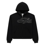 Rhinestone Script Zip Hoodie Black SP5der351