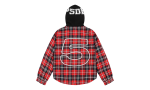 Hooded Zip Flannel Shirt Jacket Red Plaid SP5der227 - Image 2