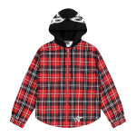 HOODED ZIP FLANNEL SHIRT JACKET Red Plaid SP5der284