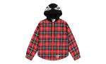 Hooded Zip Flannel Shirt Jacket Red Plaid SP5der227