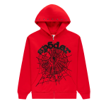 OG Web Studded Zip Hoodie Red / Black SP5der204